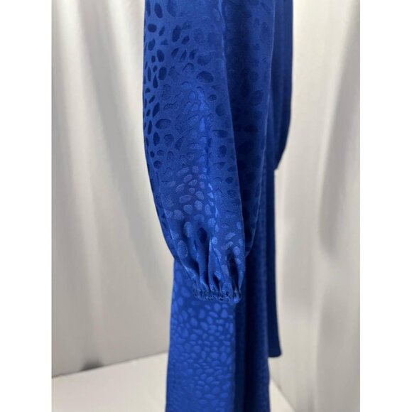 Blue Cheetah Chenault Womens Mock Neck Dress Sz Small Long Sleeve Cinched Waist - Picture 7 of 7